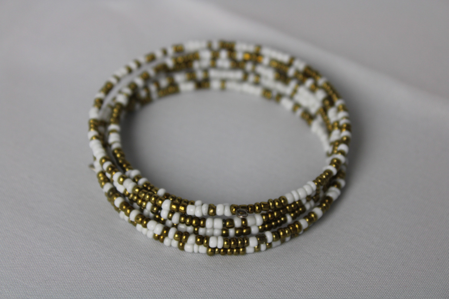 Brown Dotted Spiral Beaded Bangle