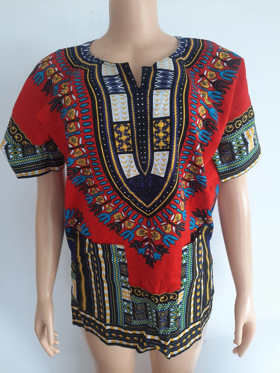Red Dashiki Print Shirt