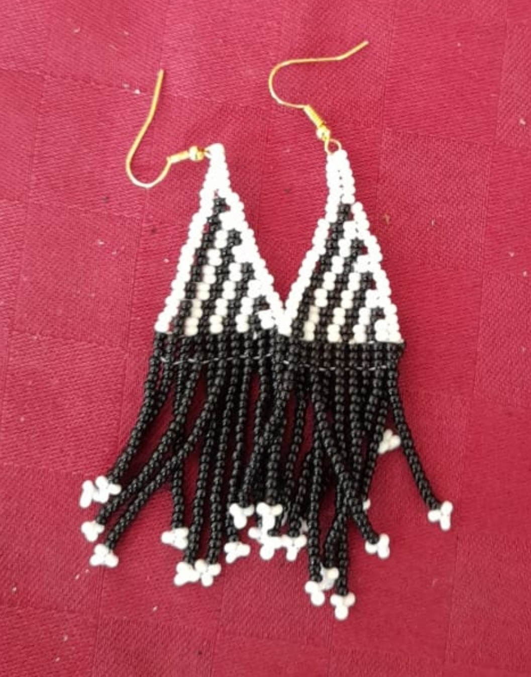 White & Black Triangle fall Earrings