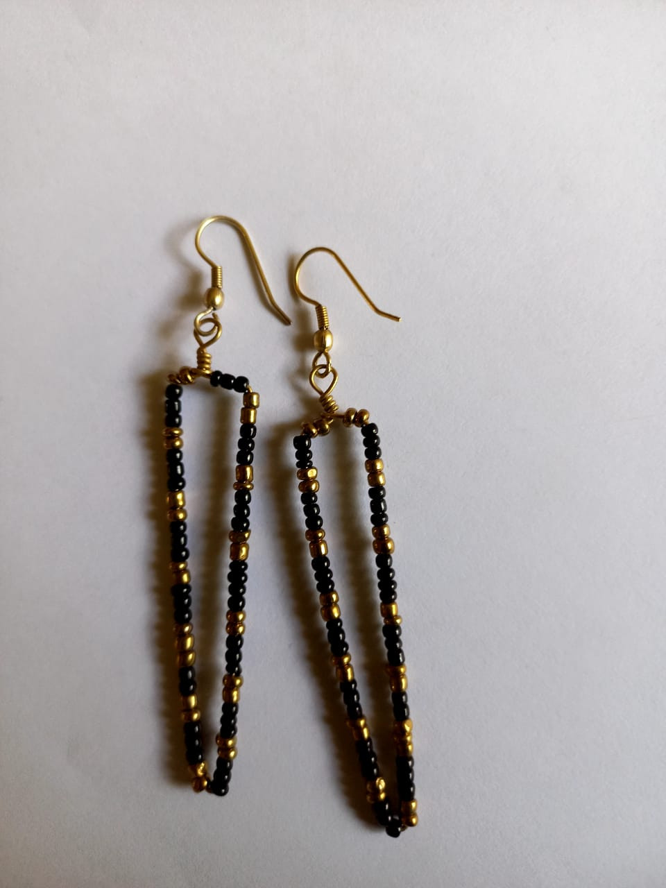 Black Gold Color Beaded Earrings