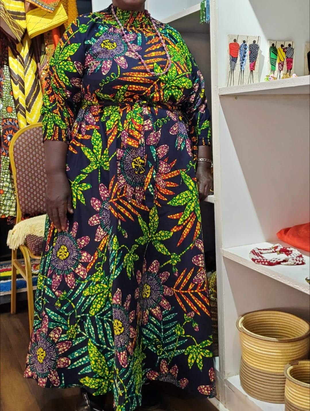 High Neck Ankara Cotton Kitenge flowing Dress