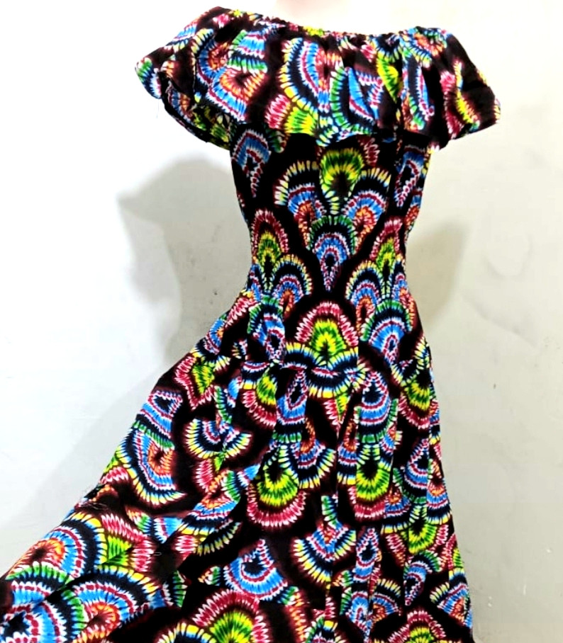 Tie and Dye Off-shoulder Kitenge Dress