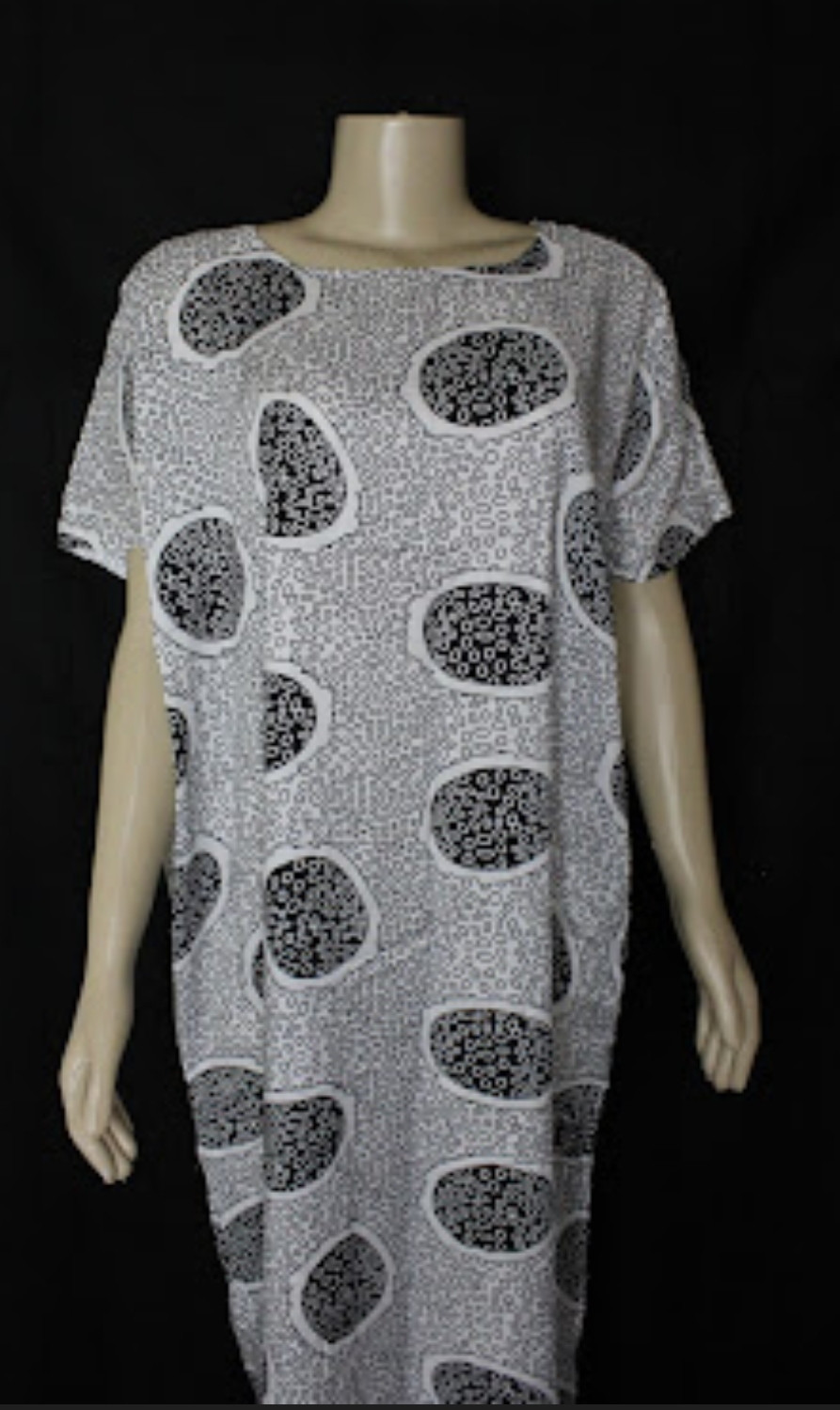 Black Dotted Cream Print Viscose Free Dress