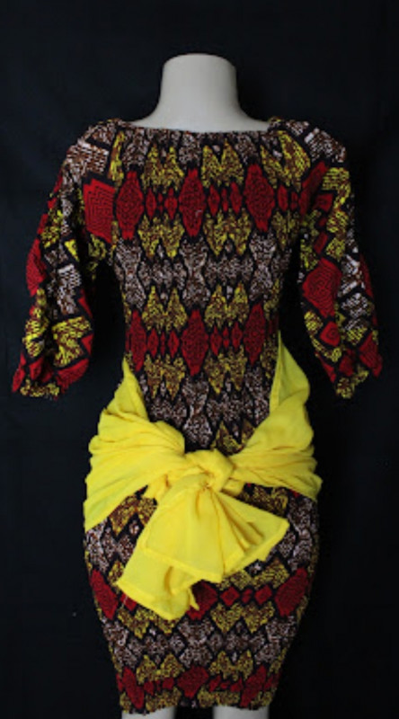 Spandex Ankara Dress With Side Chiffon Flaps.